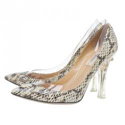 Pre Owned Valentino Two Tone Water snake and PVC Pointed Toe Pumps Size 39