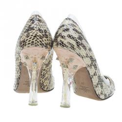 Pre Owned Valentino Two Tone Water snake and PVC Pointed Toe Pumps Size 39