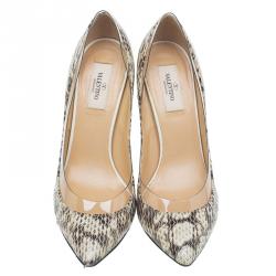 Pre Owned Valentino Two Tone Water snake and PVC Pointed Toe Pumps Size 39