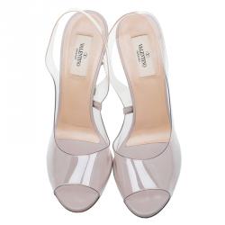 Pre Owned Valentino PVC Rockstud Slingback Wedge Sandals Size 40