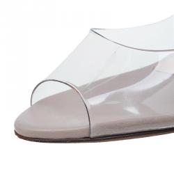 Pre Owned Valentino PVC Rockstud Slingback Wedge Sandals Size 40