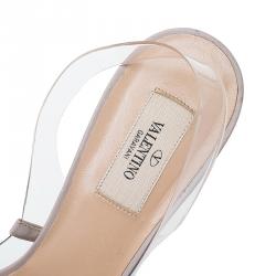 Pre Owned Valentino PVC Rockstud Slingback Wedge Sandals Size 40