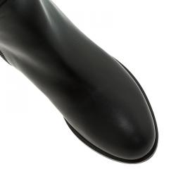 Pre Owned حذاء بوت فالنتينو أسكوت جلد أسود رباط معقود لمنتصف الساق مقاس 39.5