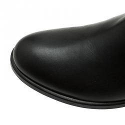 Pre Owned حذاء بوت فالنتينو أسكوت جلد أسود رباط معقود لمنتصف الساق مقاس 39.5