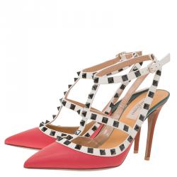 Pre Owned Valentino Multicolor Leather Rockstud Sandals Size 37.5