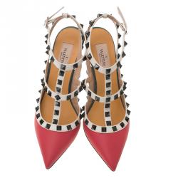 Pre Owned Valentino Multicolor Leather Rockstud Sandals Size 37.5