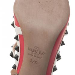 Pre Owned Valentino Multicolor Leather Rockstud Sandals Size 37.5