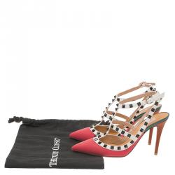 Pre Owned Valentino Multicolor Leather Rockstud Sandals Size 37.5