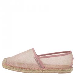 Pre Owned Valentino Pink Lace Espadrilles Size 38