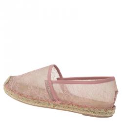 Pre Owned Valentino Pink Lace Espadrilles Size 38