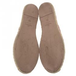 Pre Owned Valentino Pink Lace Espadrilles Size 38