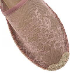 Pre Owned Valentino Pink Lace Espadrilles Size 38