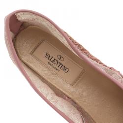 Pre Owned Valentino Pink Lace Espadrilles Size 38