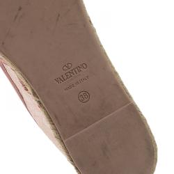 Pre Owned Valentino Pink Lace Espadrilles Size 38