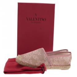 Pre Owned Valentino Pink Lace Espadrilles Size 38