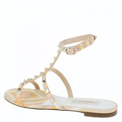 مملوكة مسبقًا صندل فلات فالنتينو 1975 مطبوع مرصع روكستد مقاس 36.5