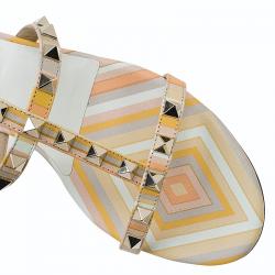 مملوكة مسبقًا صندل فلات فالنتينو 1975 مطبوع مرصع روكستد مقاس 36.5