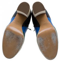 Pre Owned Valentino Multicolor Striped Leather Knee Boots Size 37