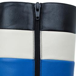 Pre Owned Valentino Multicolor Striped Leather Knee Boots Size 37