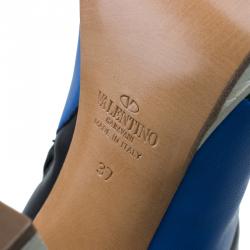 Pre Owned Valentino Multicolor Striped Leather Knee Boots Size 37