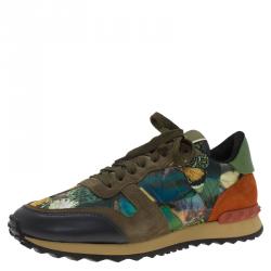 Pre Owned Valentino Multicolor Camo Butterfly Printed Rockrunner Sneakers Size 40