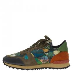 Pre Owned Valentino Multicolor Camo Butterfly Printed Rockrunner Sneakers Size 40