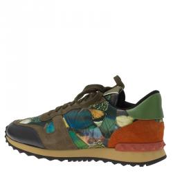 Pre Owned Valentino Multicolor Camo Butterfly Printed Rockrunner Sneakers Size 40