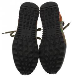 Pre Owned Valentino Multicolor Camo Butterfly Printed Rockrunner Sneakers Size 40