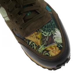 Pre Owned Valentino Multicolor Camo Butterfly Printed Rockrunner Sneakers Size 40