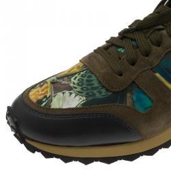 Pre Owned Valentino Multicolor Camo Butterfly Printed Rockrunner Sneakers Size 40