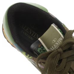 Pre Owned Valentino Multicolor Camo Butterfly Printed Rockrunner Sneakers Size 40