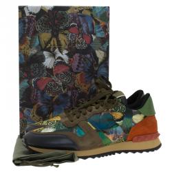 Pre Owned Valentino Multicolor Camo Butterfly Printed Rockrunner Sneakers Size 40