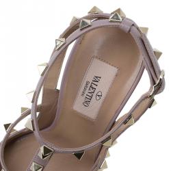 Pre Owned Valentino Green Patent and Beige Leather Rockstud Sandals Size 38