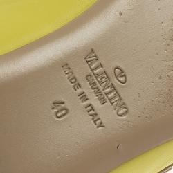 Pre Owned Valentino Yellow Leather T Strap Rockstud Ballet Flats Size 40