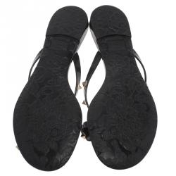 Pre Owned صندل فلات فالنتينو روكستاد جيلي أسود مقاس 39