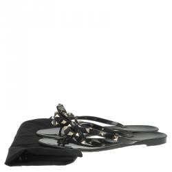 Pre Owned صندل فلات فالنتينو روكستاد جيلي أسود مقاس 39