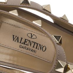 Pre Owned Valentino Red and Beige Patent Rockstud Sandals Size 37