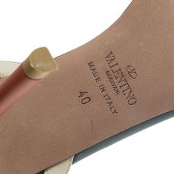 Pre Owned Valentino TriColor Leather Rockstud Ankle Strap Sandals Size 40