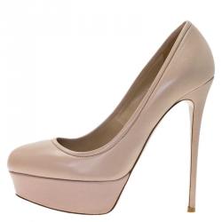 Valentino Beige Leather Platform Pumps Size 37