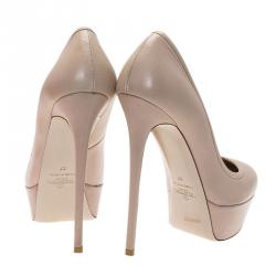 Valentino Beige Leather Platform Pumps Size 37