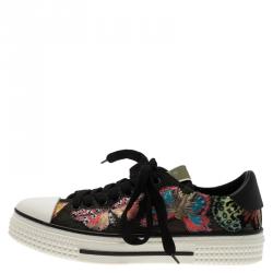 Pre Owned Valentino Multicolor Camubutterfly Embroidered Sneakers Size 36