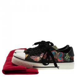 Pre Owned Valentino Multicolor Camubutterfly Embroidered Sneakers Size 36