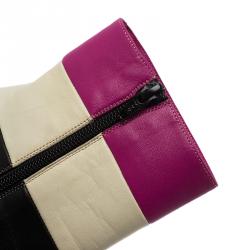 Pre Owned Valentino Multicolor Striped Leather Ankle Boots Size 38.5