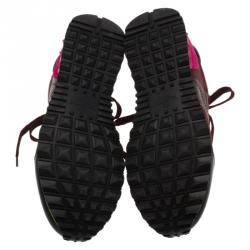 Pre Owned Valentino Tricolor Leather and Suede Camouflage Sneakers Size 39