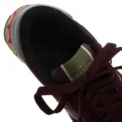 Pre Owned Valentino Tricolor Leather and Suede Camouflage Sneakers Size 39