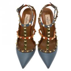 Pre Owned Valentino Multicolor Leather Rockstud Sandals Size 38