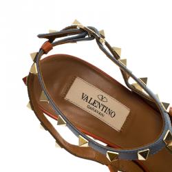 Pre Owned Valentino Multicolor Leather Rockstud Sandals Size 38