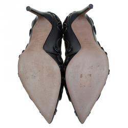 Pre Owned Valentino Black Leather Swirl Detail Pointed Toe Pumps Size 37.5