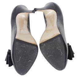 Pre Owned Valentino Black Patent Triple Bow Leather Pumps Size 39