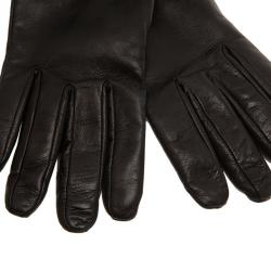 Pre Owned قفاز فالنتينو حافة فراء وجلد أسود